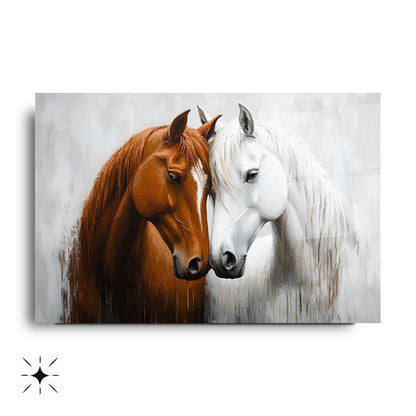 Beyaz Kahve Atlar Cam Tablo