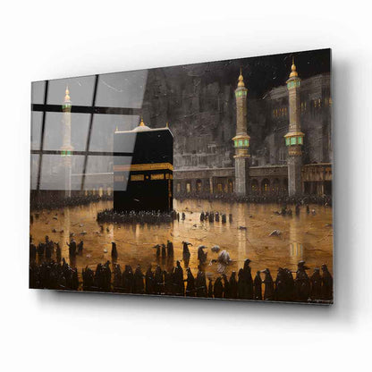 Kabe Manzarası Dini Cam Tablo