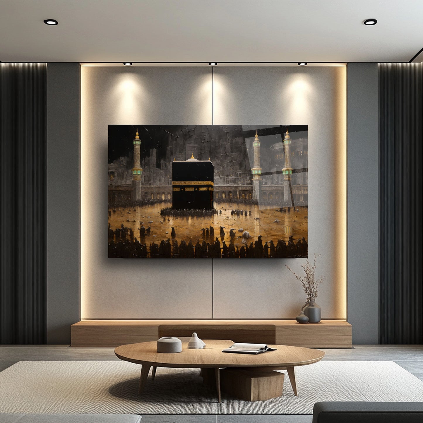 Kabe Manzarası Dini Cam Tablo