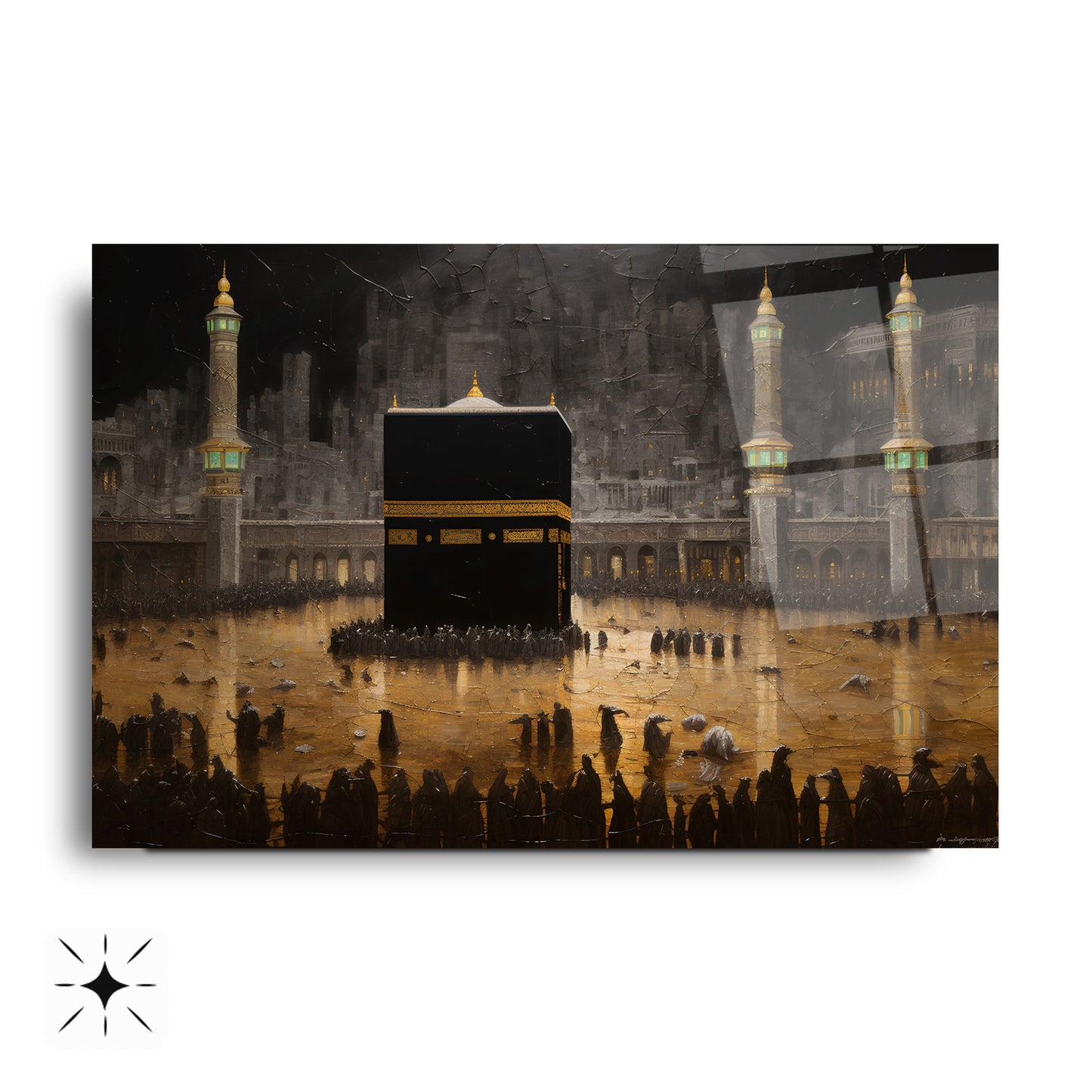 Kabe Manzarası Dini Cam Tablo