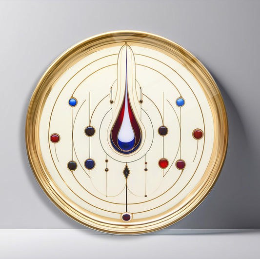 Soyut Gold Damla Yuvarlak Cam Tablo