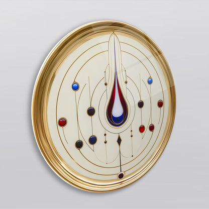 Soyut Gold Damla Yuvarlak Cam Tablo