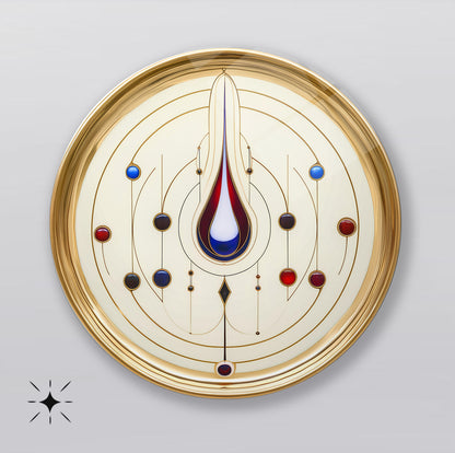 Soyut Gold Damla Yuvarlak Cam Tablo