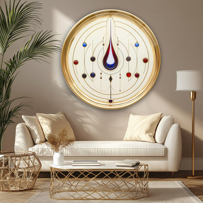 Soyut Gold Damla Yuvarlak Cam Tablo