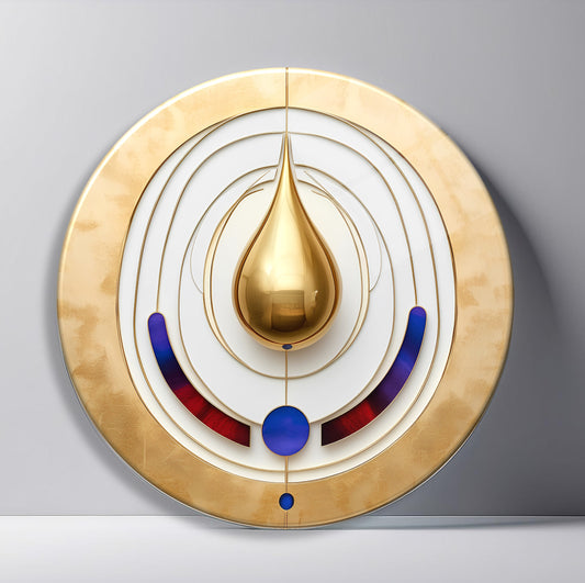 Soyut Gold Damla Yuvarlak Cam Tablo