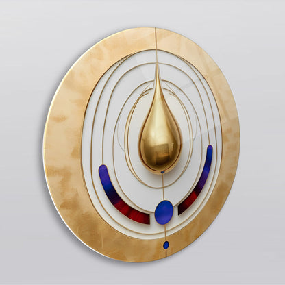 Soyut Gold Damla Yuvarlak Cam Tablo