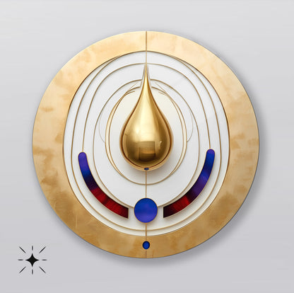 Soyut Gold Damla Yuvarlak Cam Tablo