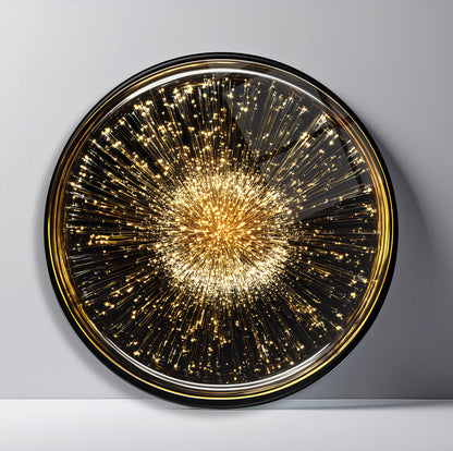 Gold Siyah Yuvarlak Cam Tablo