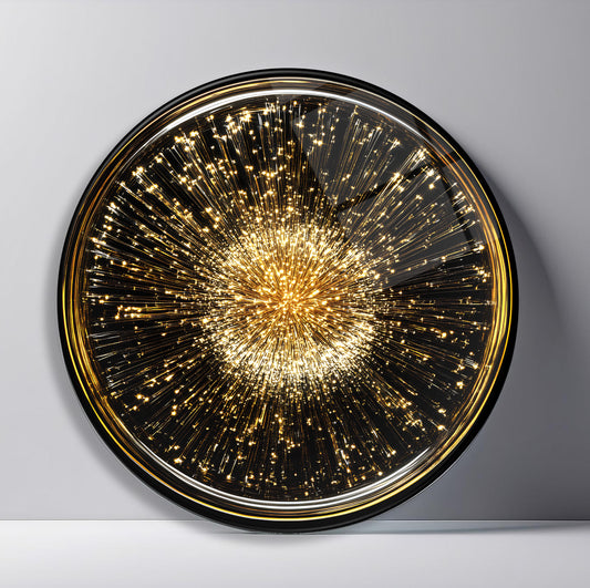 Gold Siyah Yuvarlak Cam Tablo