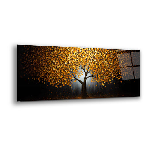 Gold Ağaç Panoramik Cam Tablo