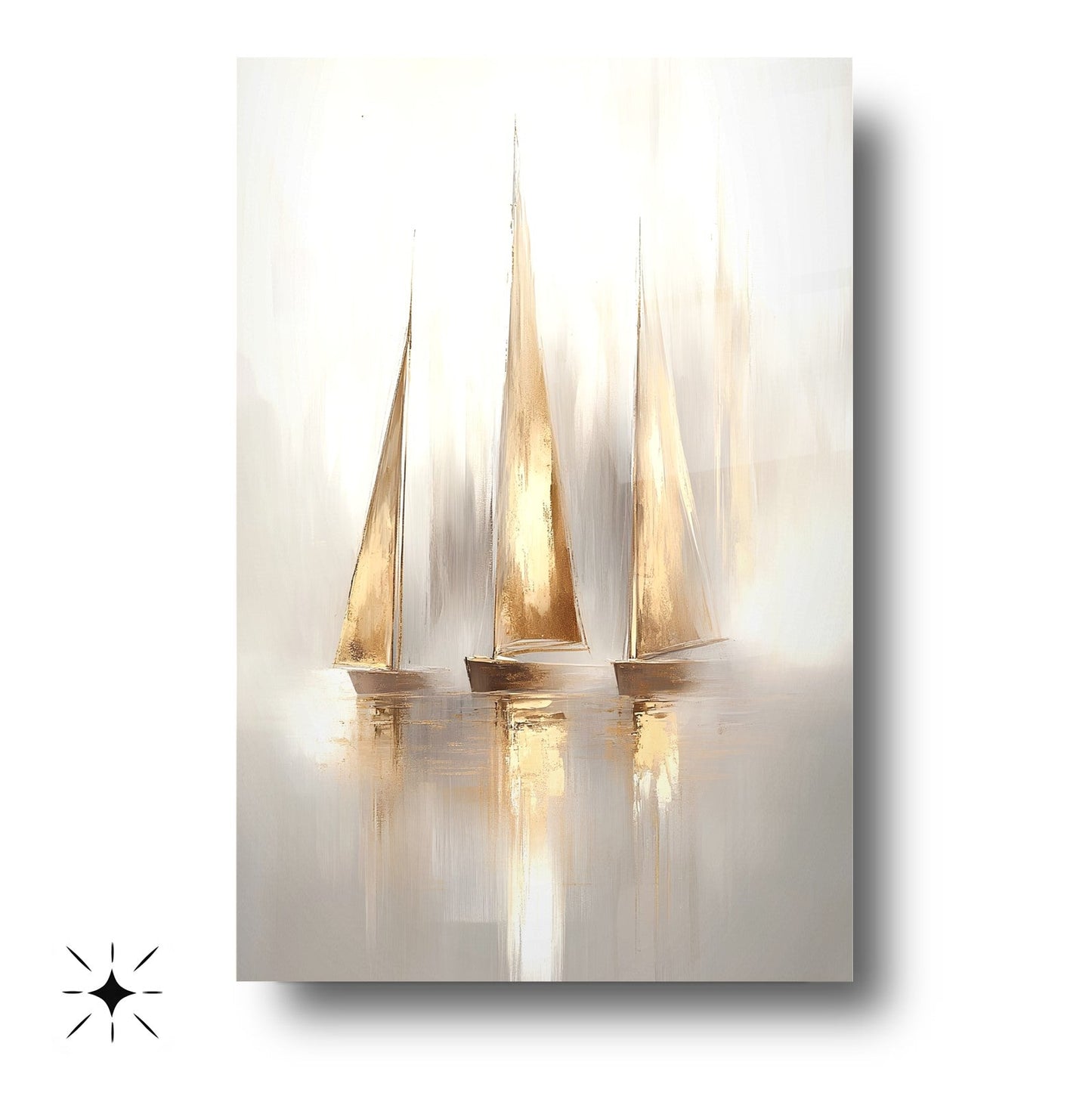 Gold Yelkenli Gemiler Cam Tablo