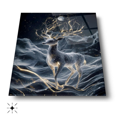 Işıklı Geyik Cam Tablo