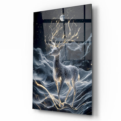 Işıklı Geyik Cam Tablo
