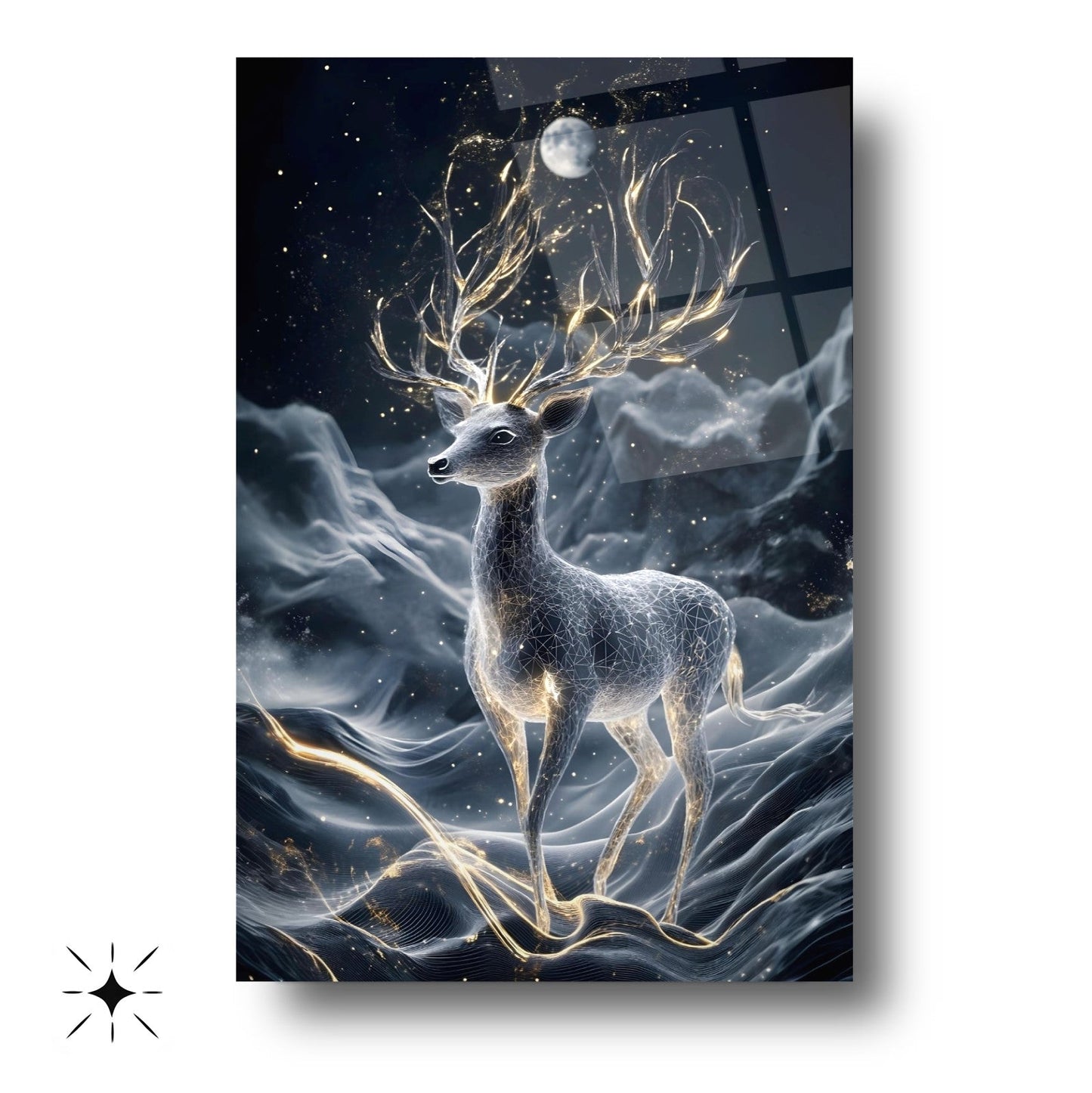 Işıklı Geyik Cam Tablo