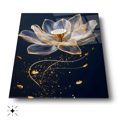 Gold Çiçek Cam Tablo