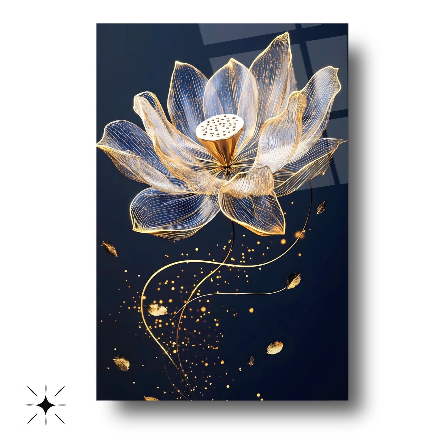 Gold Çiçek Cam Tablo