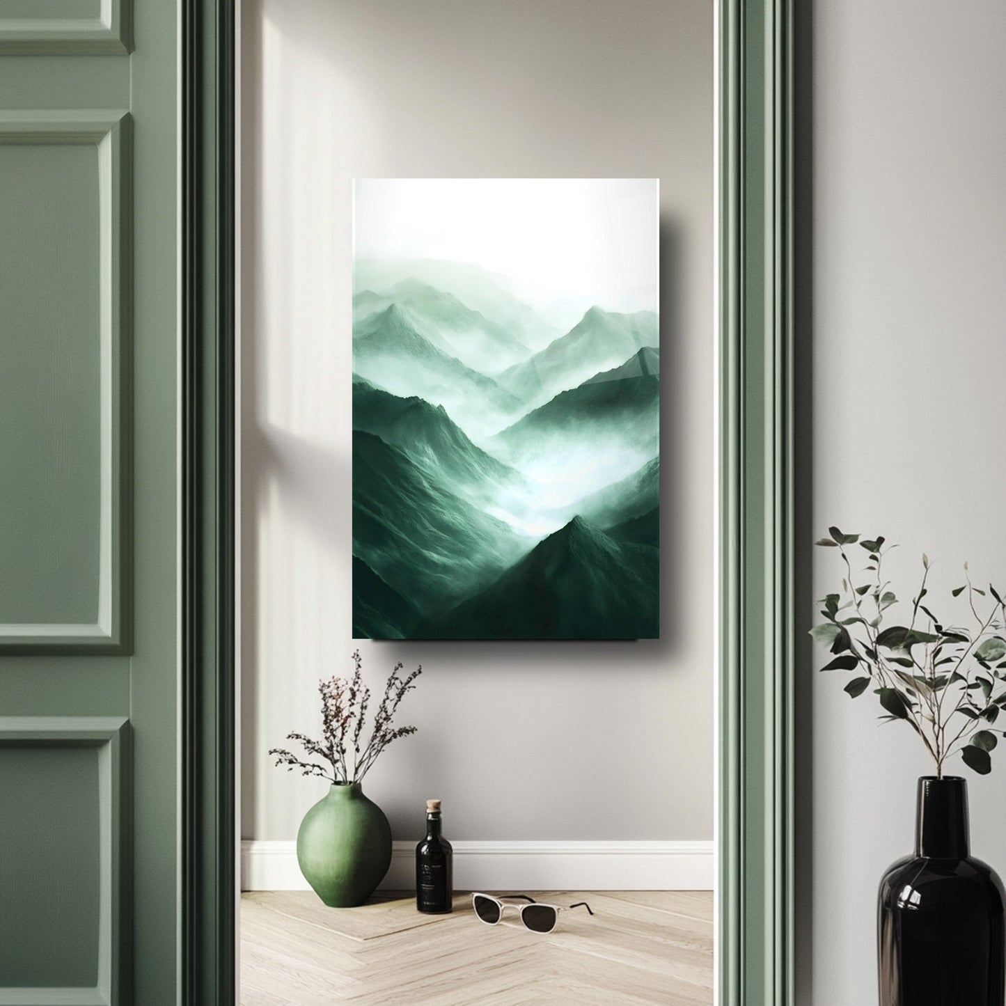 Dağ Manzarası Cam Tablo