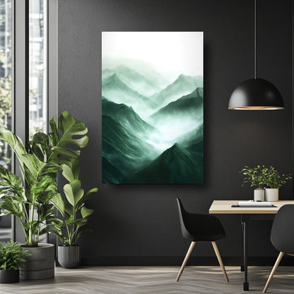 Dağ Manzarası Cam Tablo