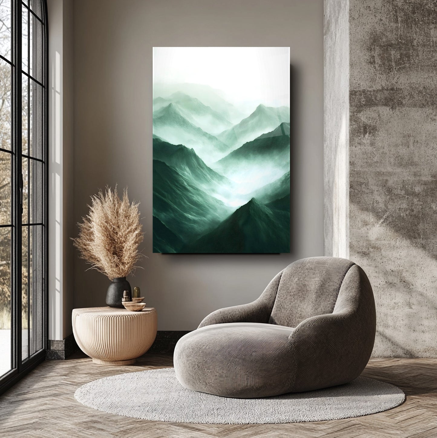 Dağ Manzarası Cam Tablo