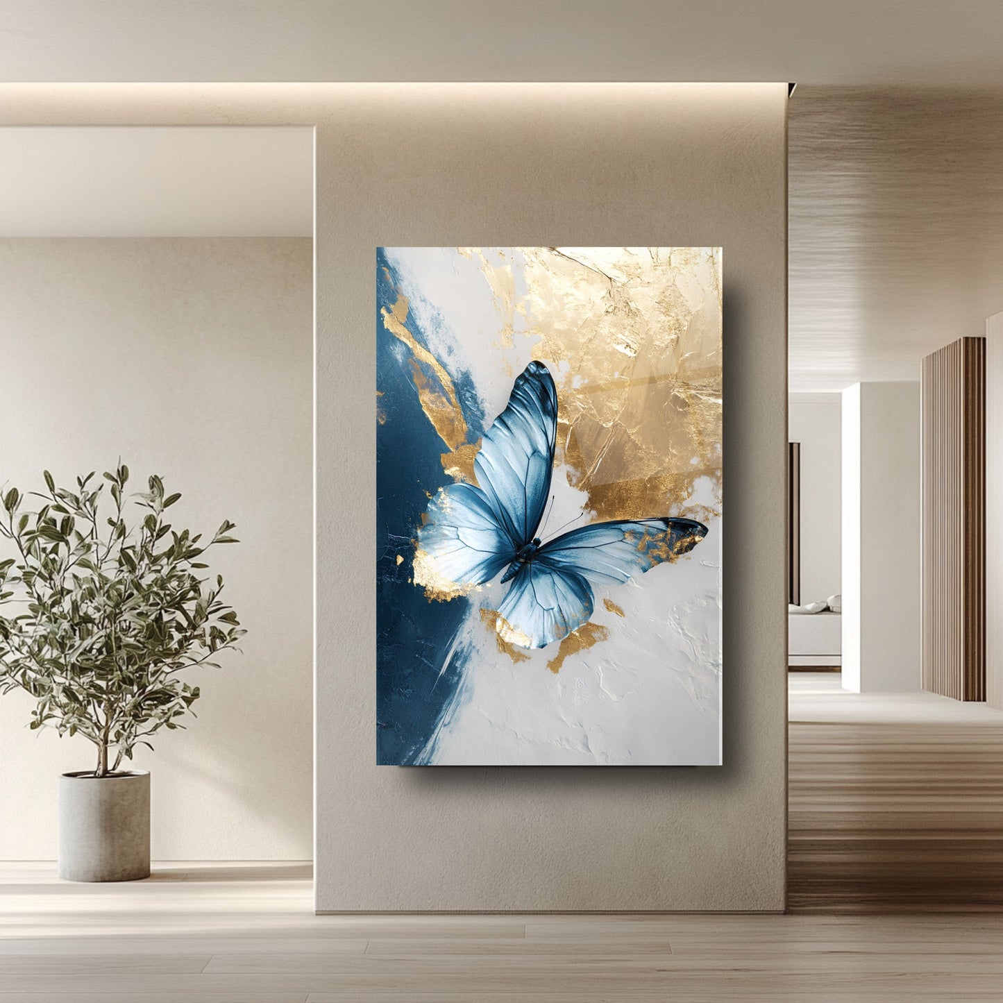 Gold Kelebek Cam Tablo