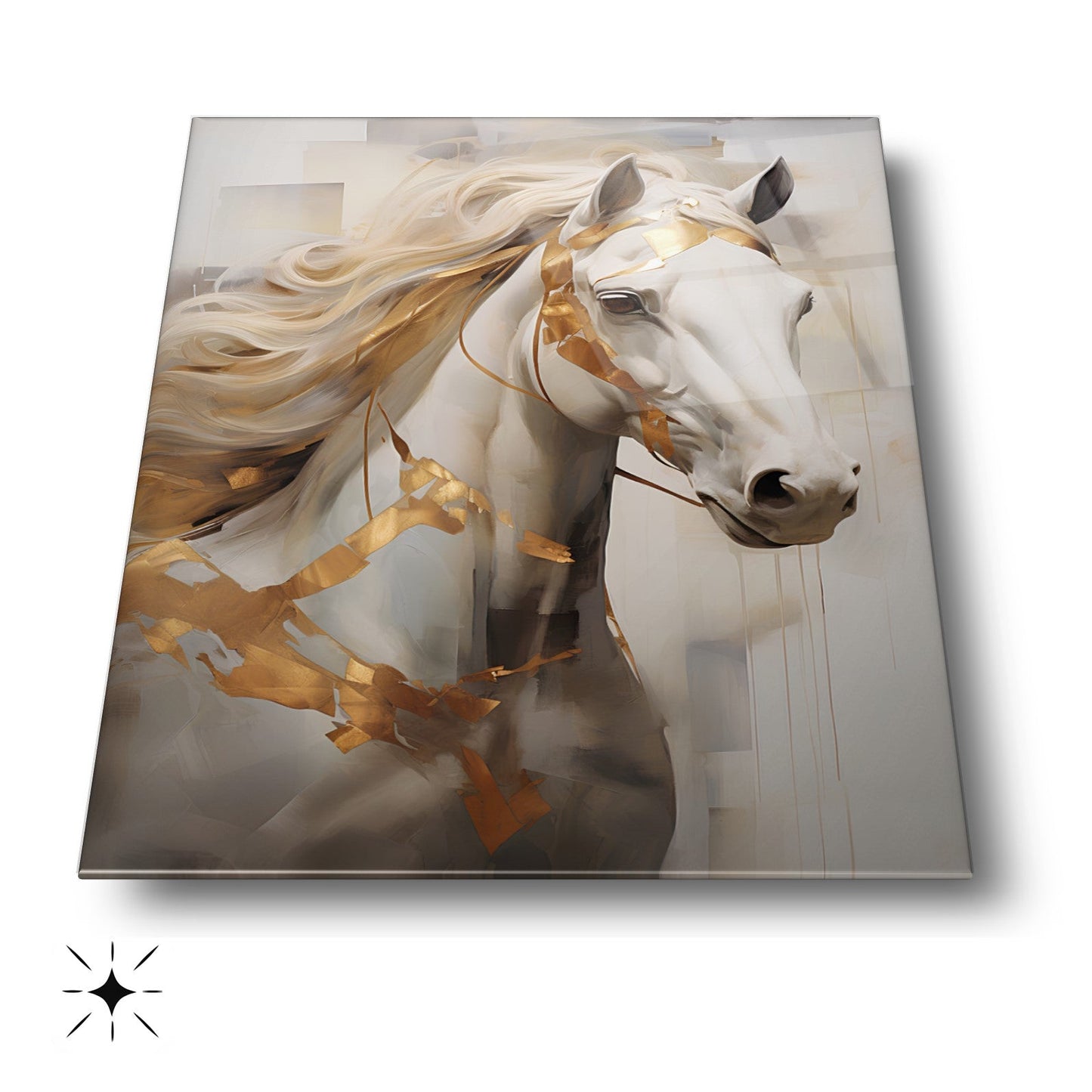 Gold Beyaz At Cam Tablo