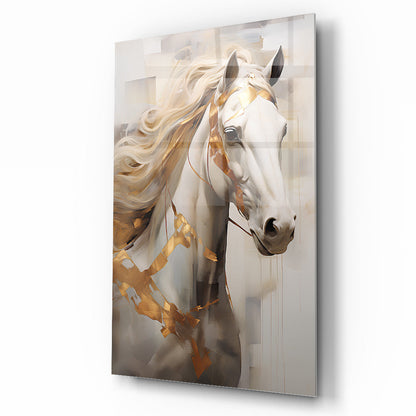 Gold Beyaz At Cam Tablo