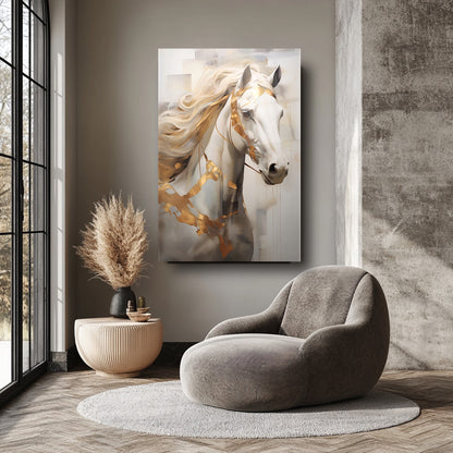 Gold Beyaz At Cam Tablo