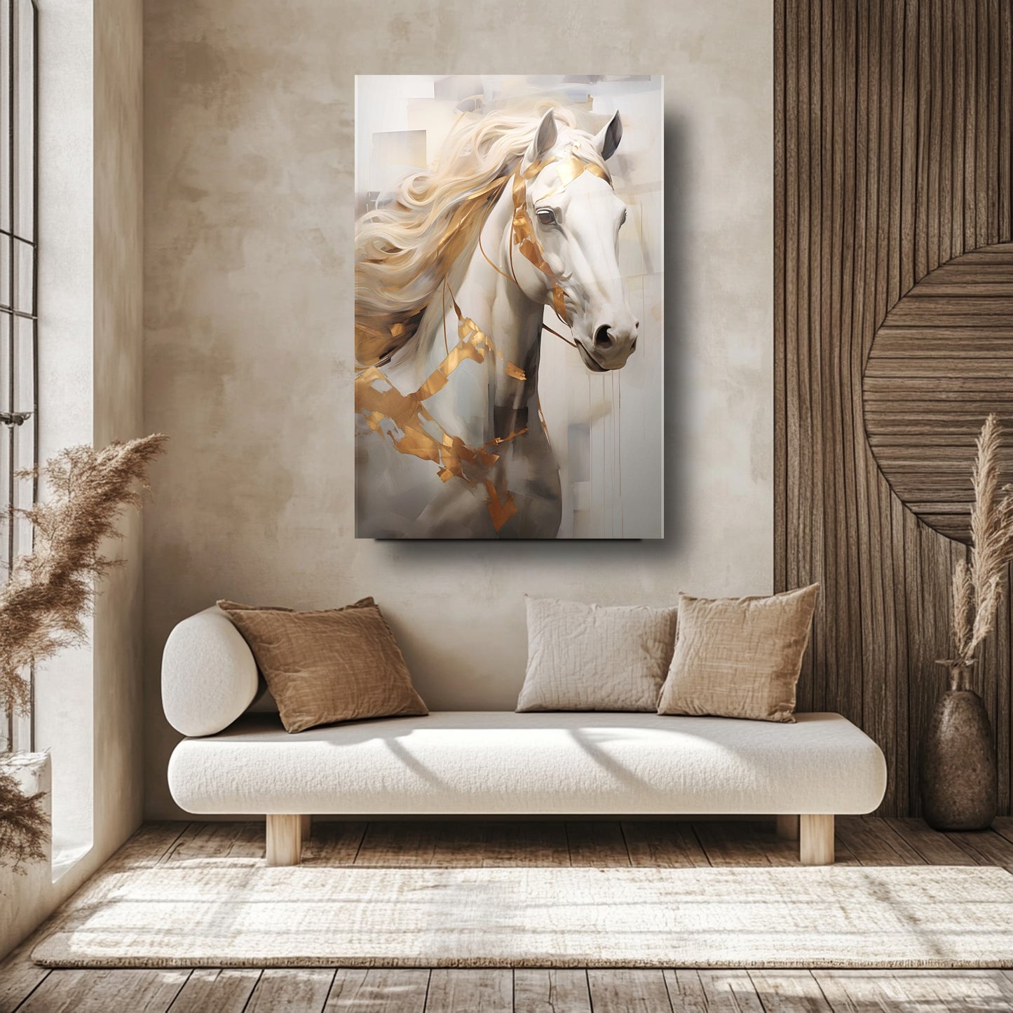 Gold Beyaz At Cam Tablo