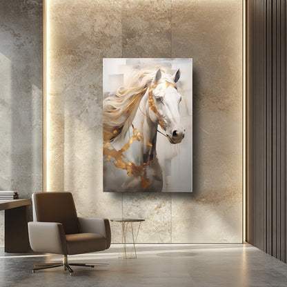 Gold Beyaz At Cam Tablo