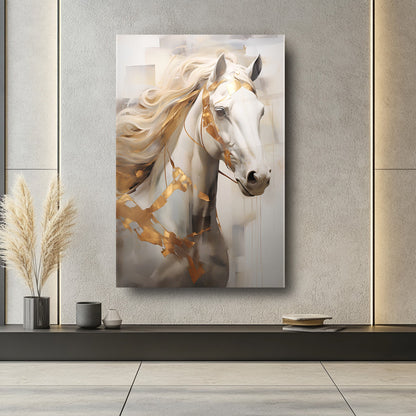 Gold Beyaz At Cam Tablo