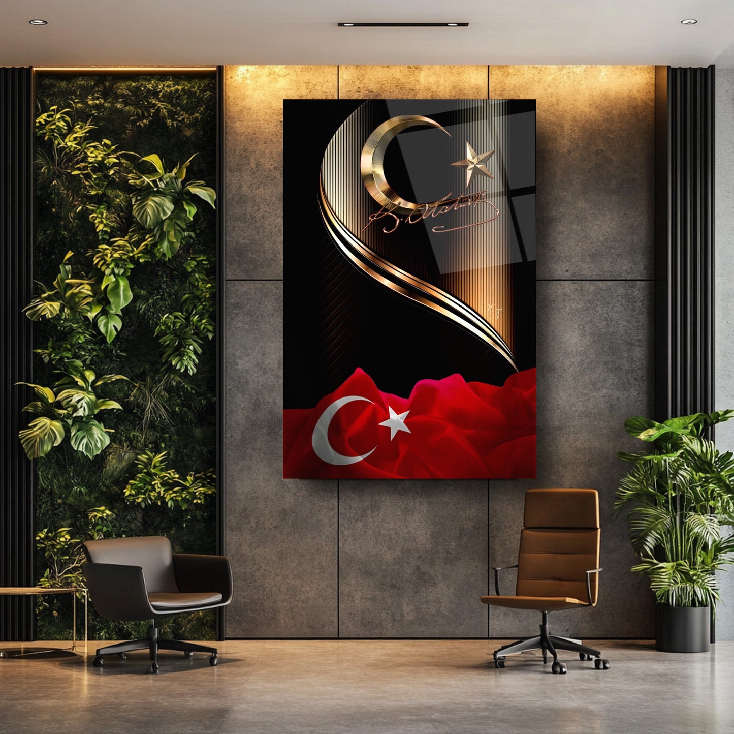 Atatürk İmzalı Bayrak Cam Tablo