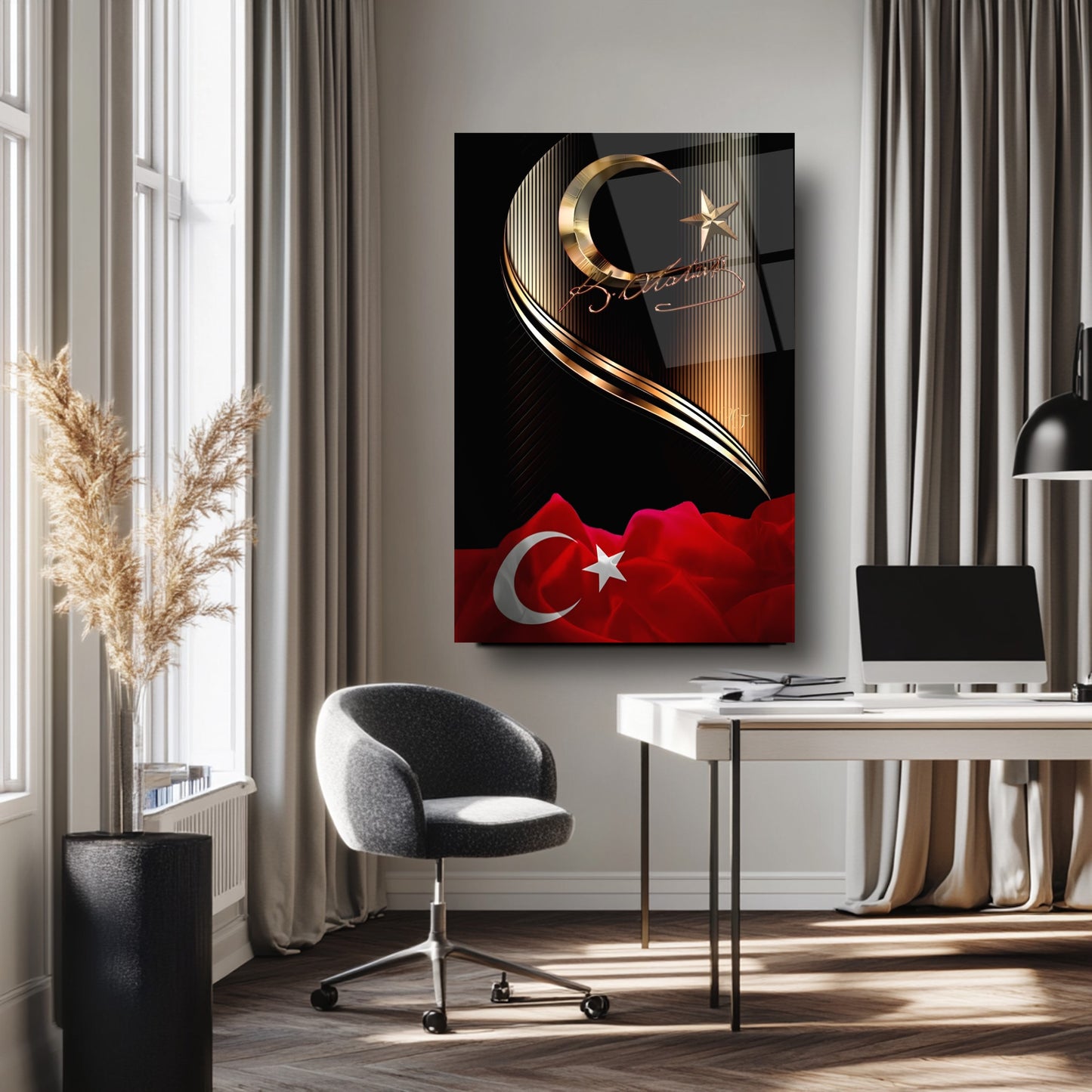 Atatürk İmzalı Bayrak Cam Tablo