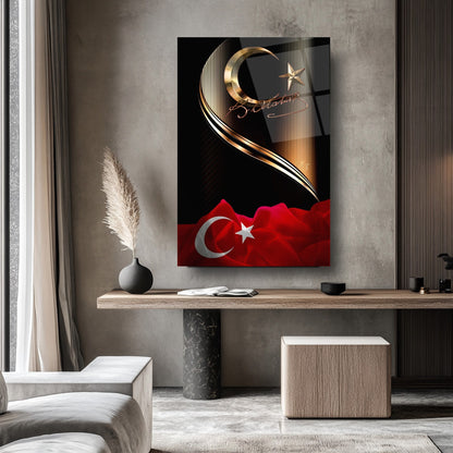 Atatürk İmzalı Bayrak Cam Tablo