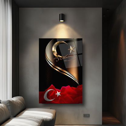 Atatürk İmzalı Bayrak Cam Tablo