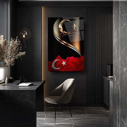 Atatürk İmzalı Bayrak Cam Tablo