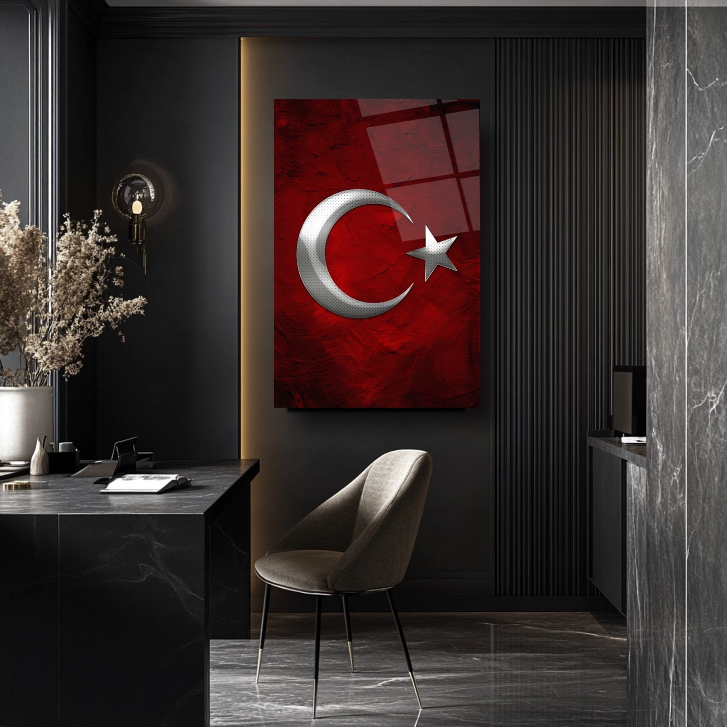 Gümüş Bayrak Cam Tablo