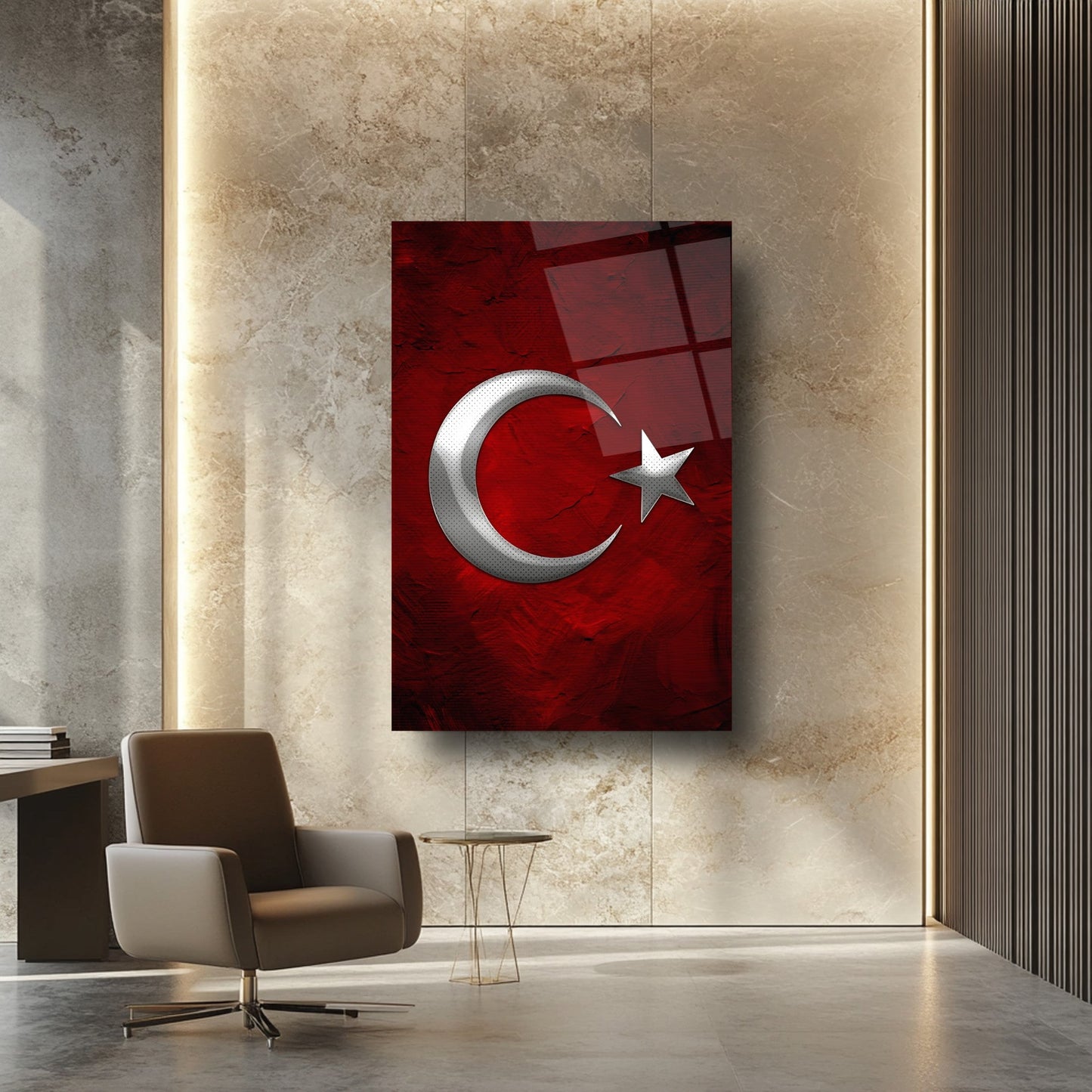 Gümüş Bayrak Cam Tablo