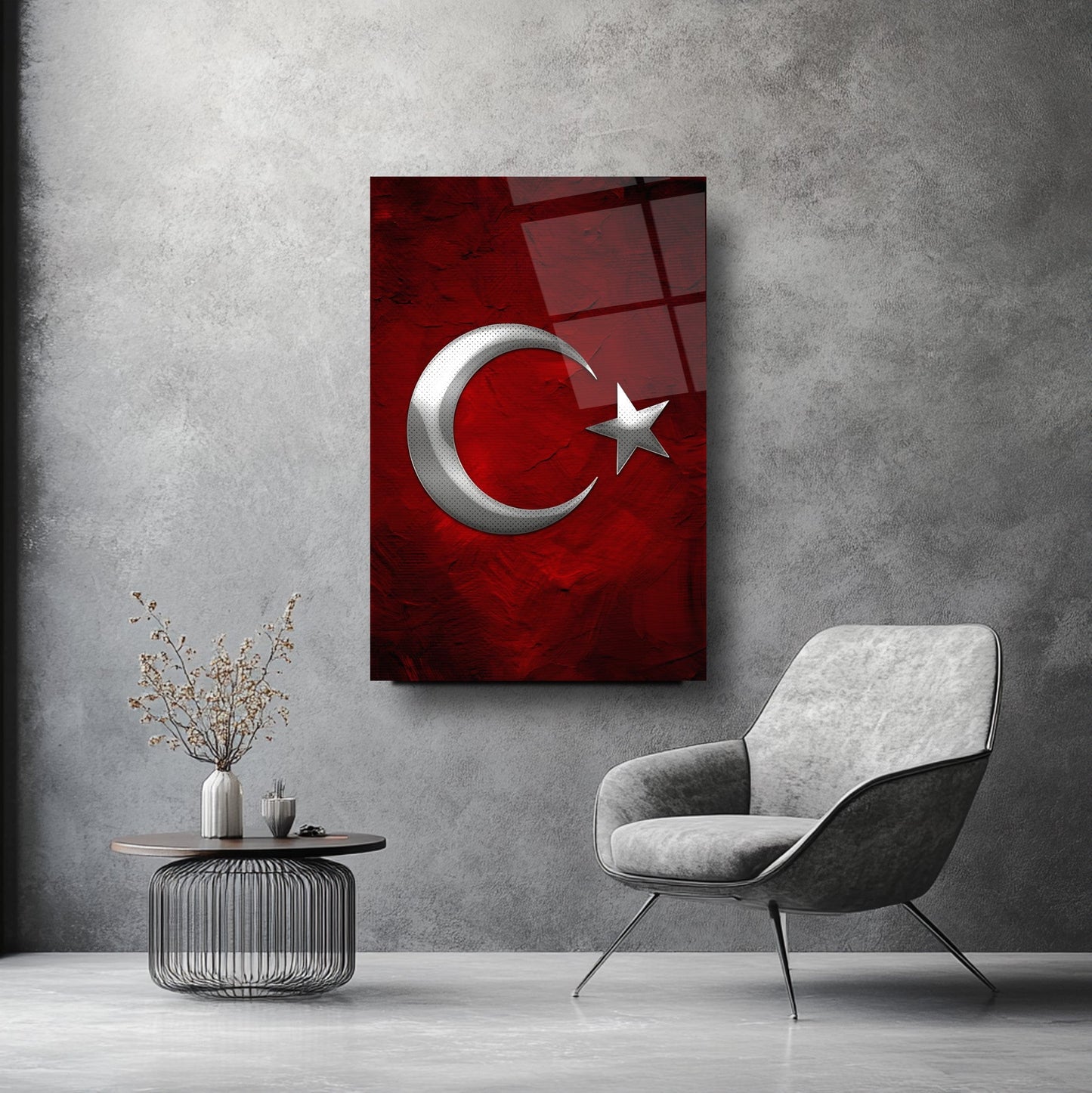 Gümüş Bayrak Cam Tablo