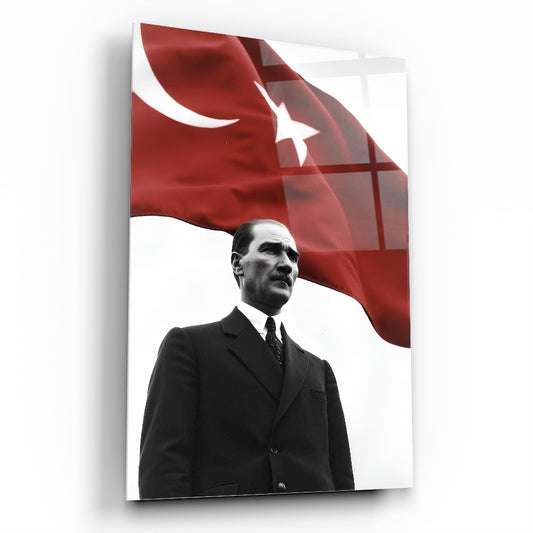 Bayraklı Atatürk Cam Tablo