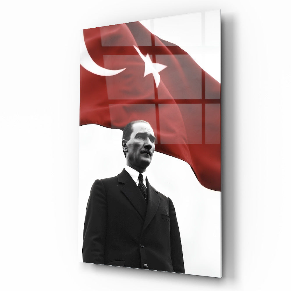 Bayraklı Atatürk Cam Tablo