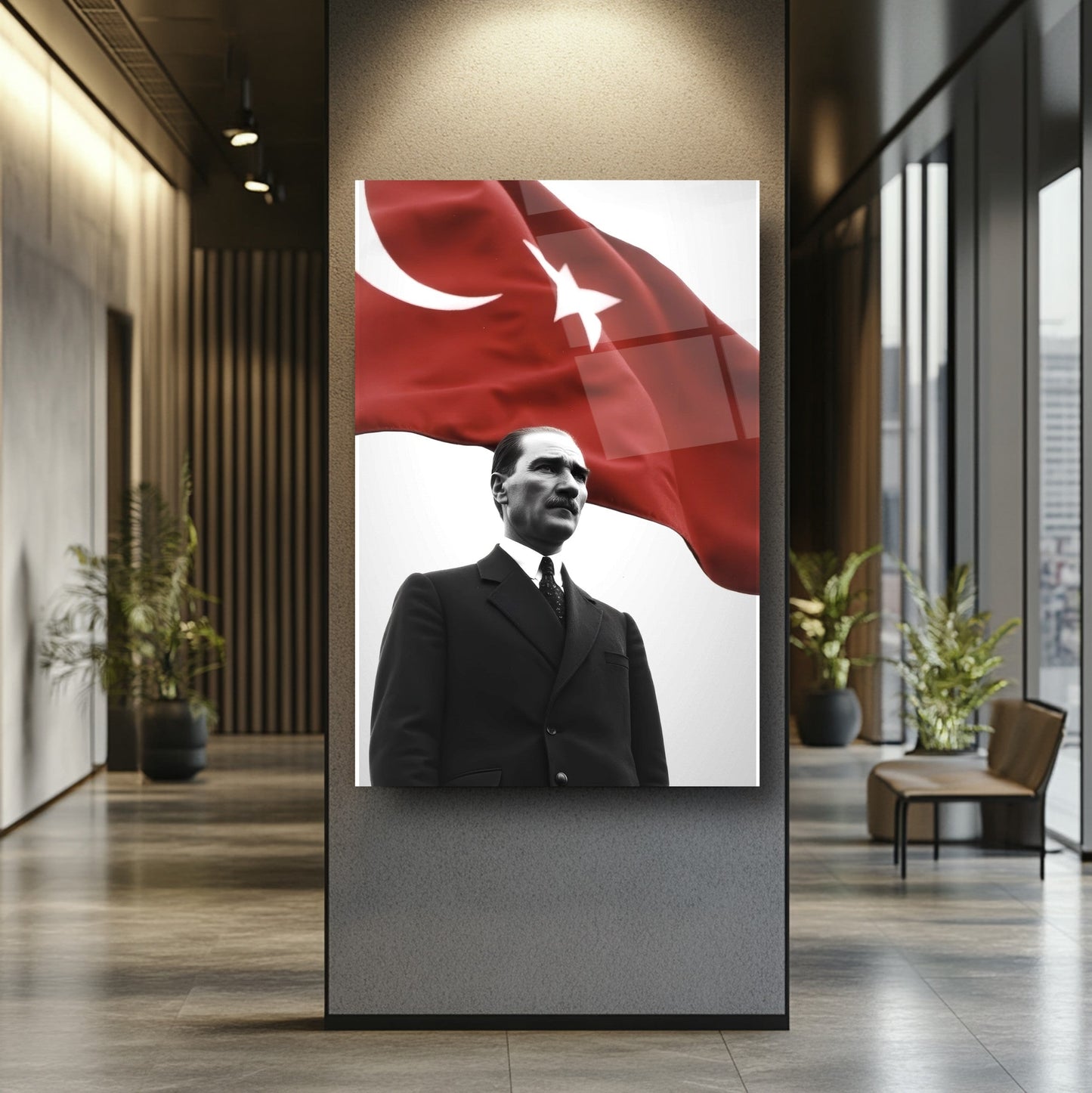 Bayraklı Atatürk Cam Tablo
