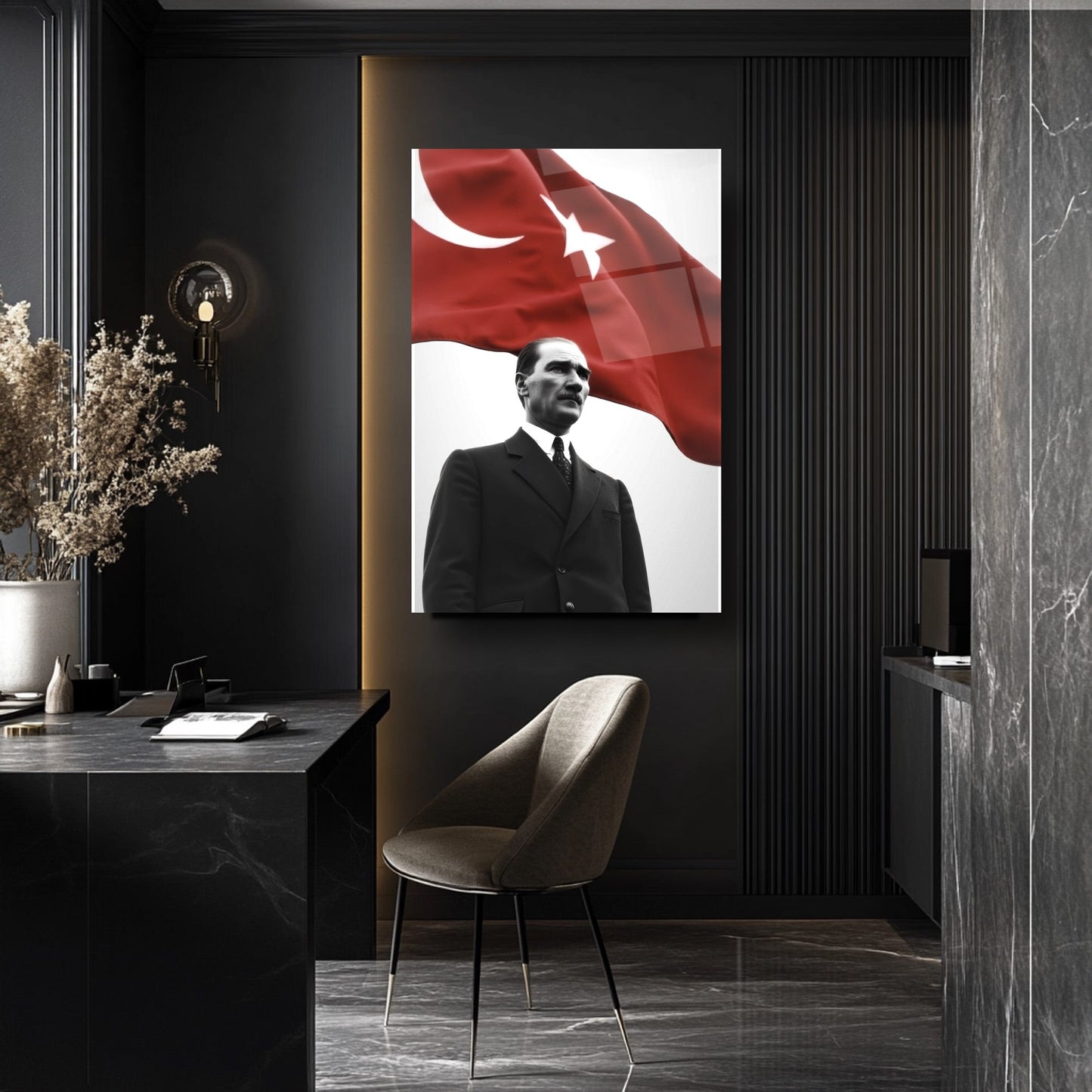 Bayraklı Atatürk Cam Tablo