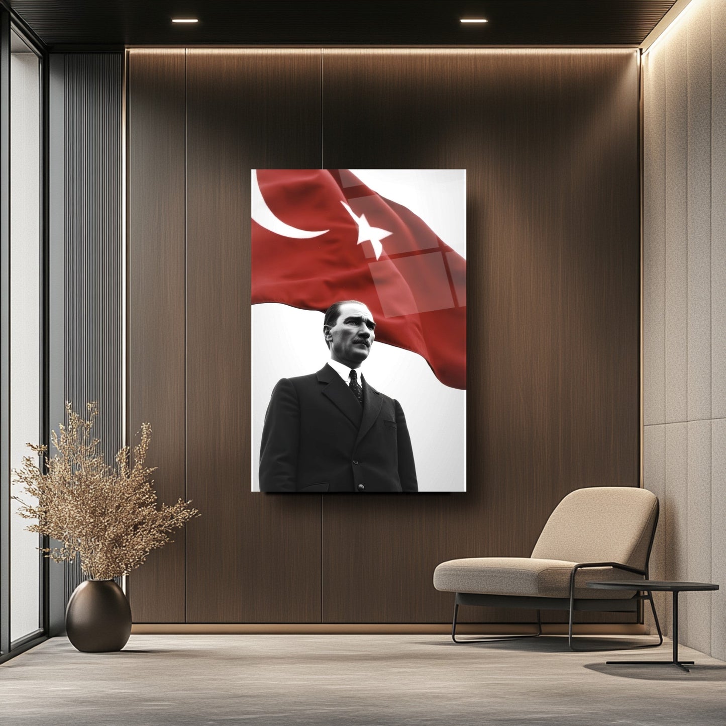 Bayraklı Atatürk Cam Tablo
