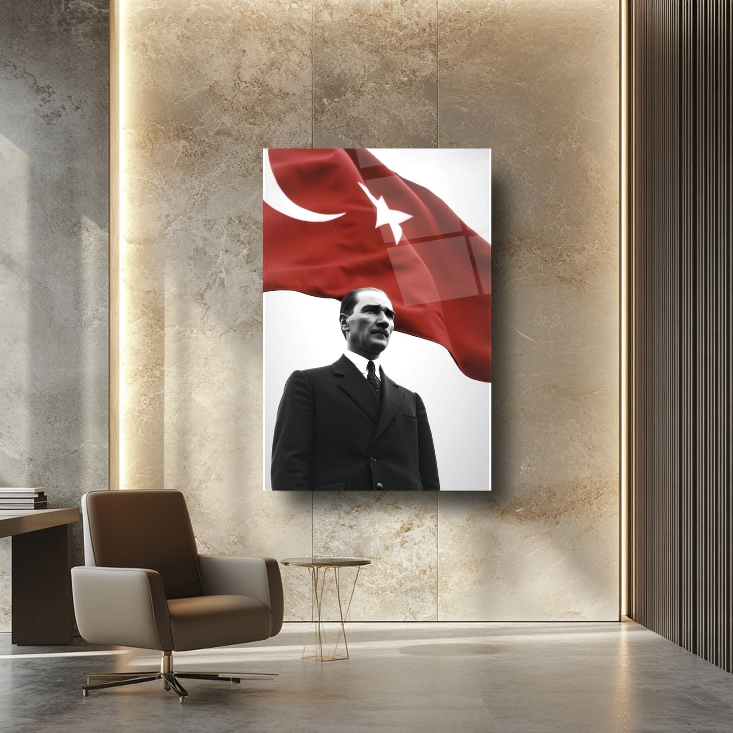 Bayraklı Atatürk Cam Tablo