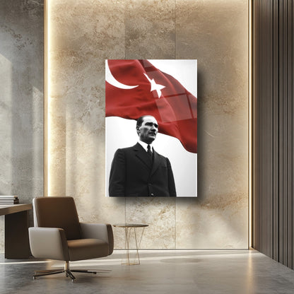 Bayraklı Atatürk Cam Tablo