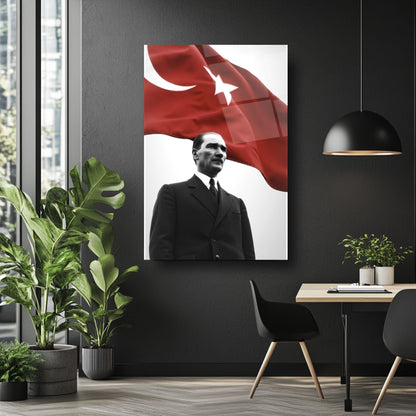 Bayraklı Atatürk Cam Tablo