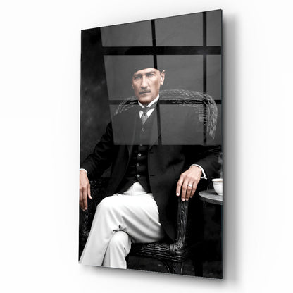 Kalpaklı Atatürk Cam Tablo