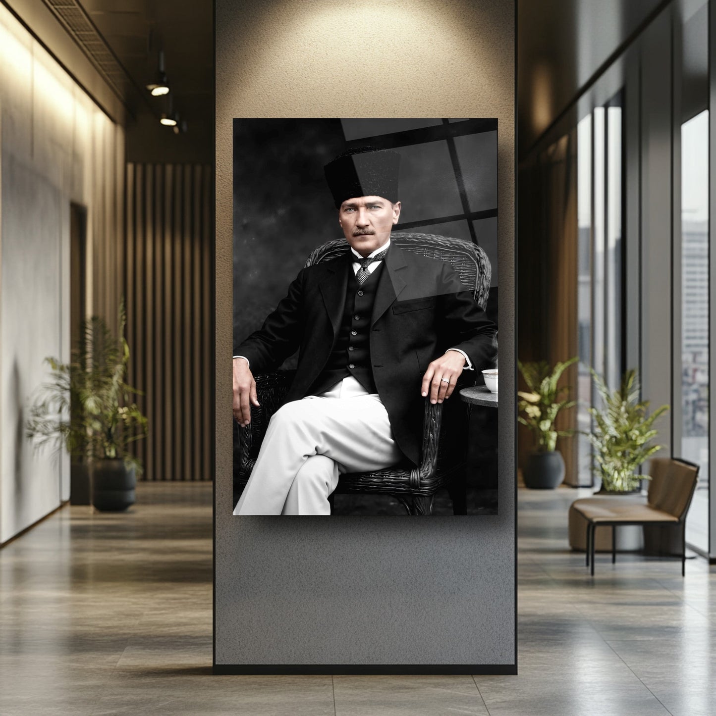 Kalpaklı Atatürk Cam Tablo