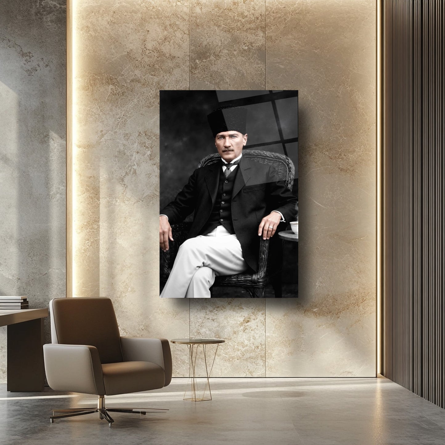 Kalpaklı Atatürk Cam Tablo