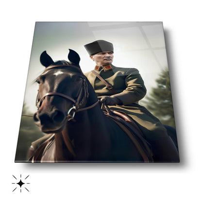 At Üstünde Atatürk Cam Tablo